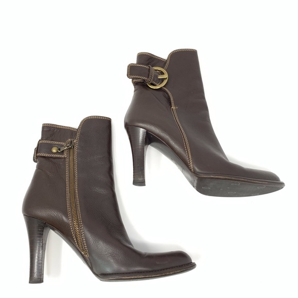 Coach Nancie Buckle Leather Ankle Boot Heel Sz 8B - Picture 2 of 5